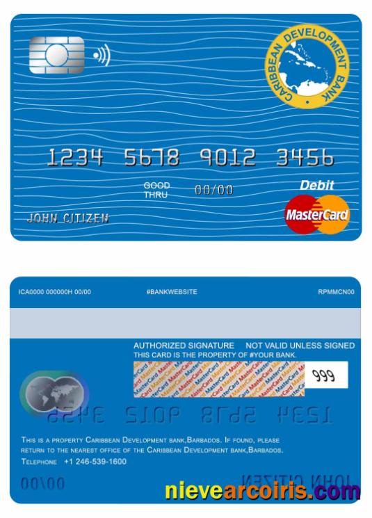 Barbados Caribbean Development bank master card